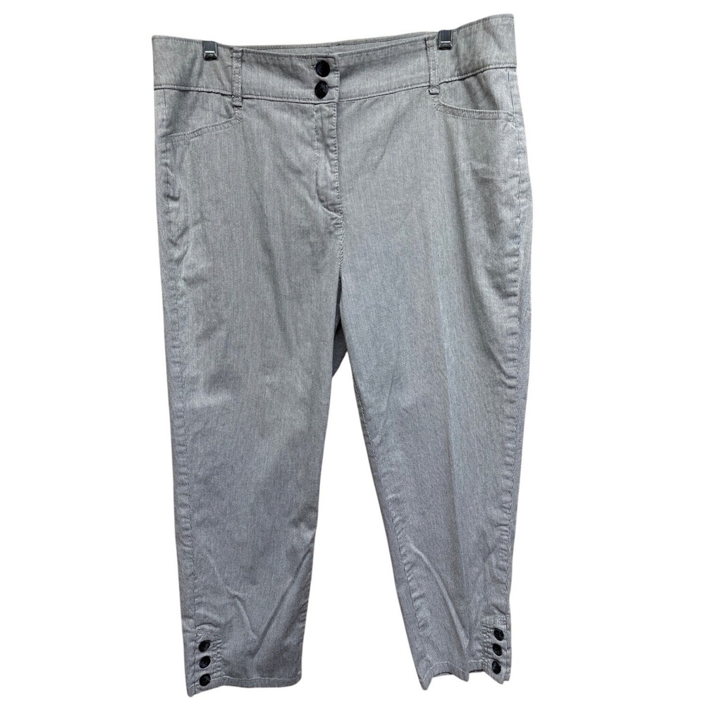 Charter Club Navy White Striped Classic Fit Cropped Ankle Pants Womens 16‎